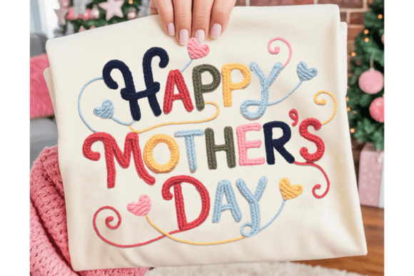 Faux Embroidery Happy Mother’s Day PNG