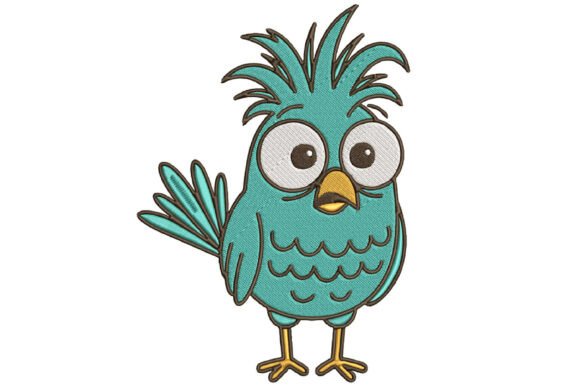 Funny Blue Bird Embroidery