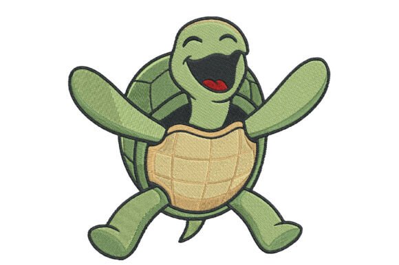 Happy Turtle Embroidery Design