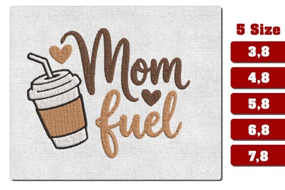 Mom Fuel Coffee Cute Embroidery