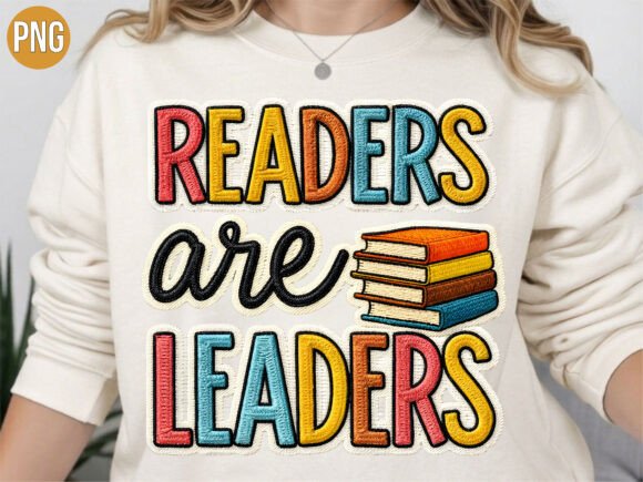 Readers Are Leaders Book Embroidery PNG